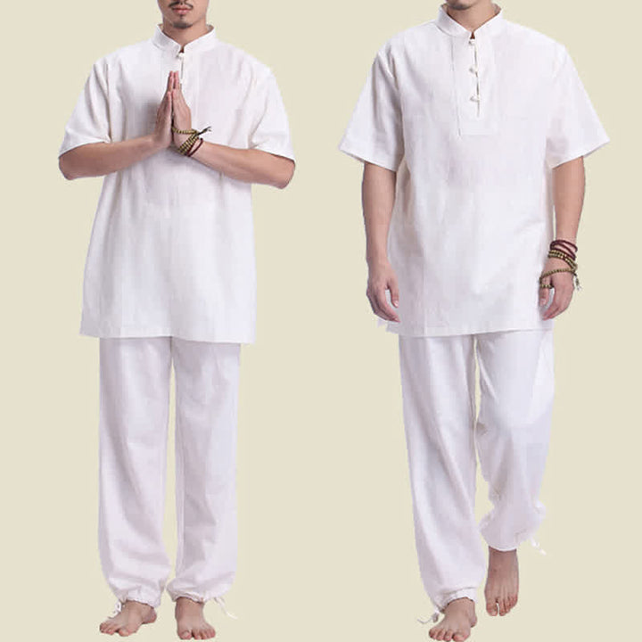 Buddha Stones Spirituale Zen Meditazione Preghiera Pratica Cotone Lino Abbigliamento Uomo Set - image 4