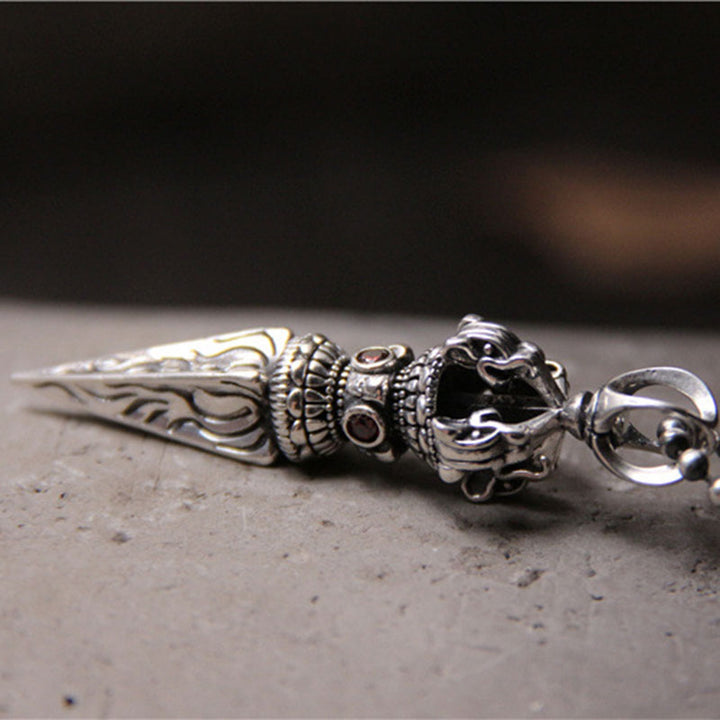 Collana con ciondolo di potere spirituale Vajra in argento sterling 925 Buddha Stones