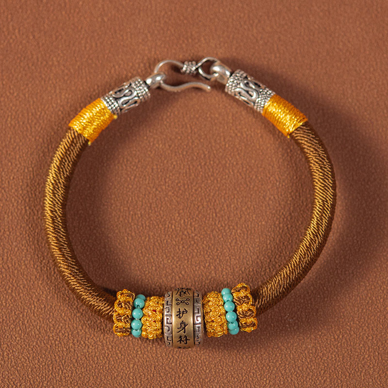 Bracciale intrecciato con amuleto Buddha Stones fatto a mano con nodo di King Kong, protezione dalla fortuna