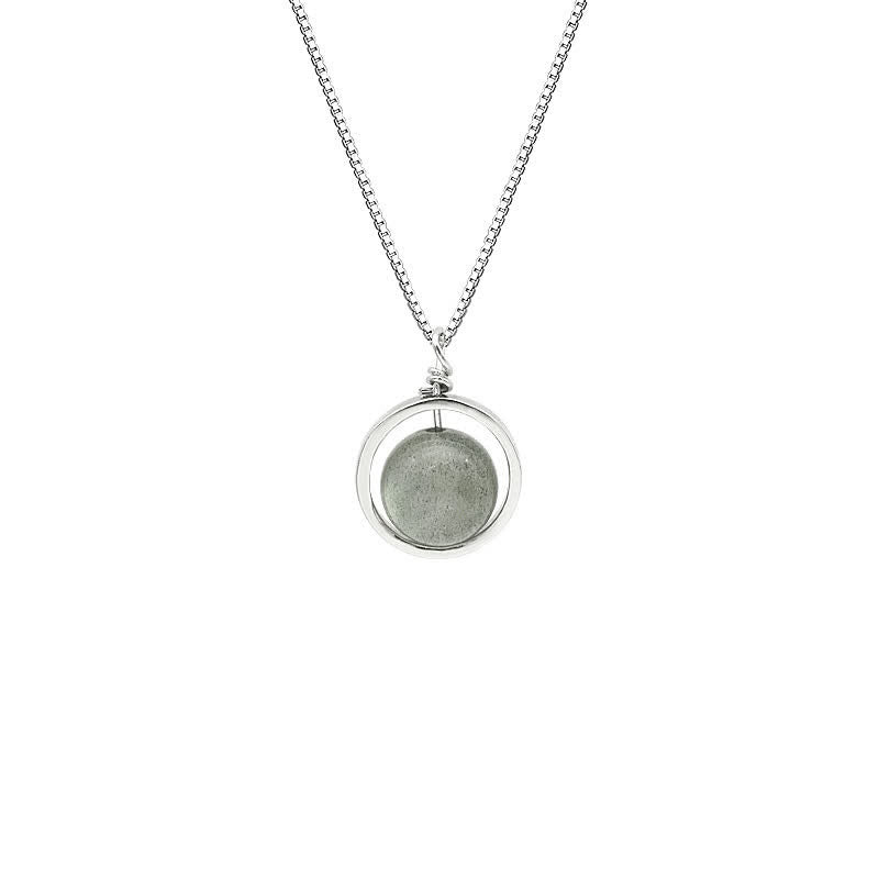 Buddha Stones 925 Sterling Silver Moonstone Love Planet Modello girevole Collana pendente - image 11