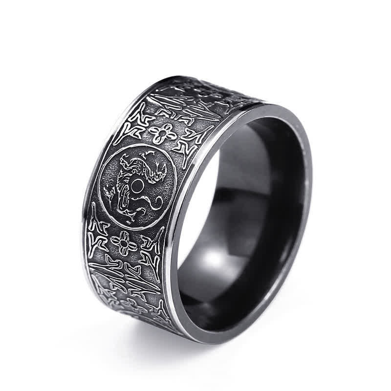 Anello Uomo PAURO In Acciaio Inossidabile 316L - Incisione Antica Cinese Con 4 Bestie Guardiane (Drago, Tigre Bianca, Suzaku, Basalto) - Larghezza 16/10 Mm - 3
