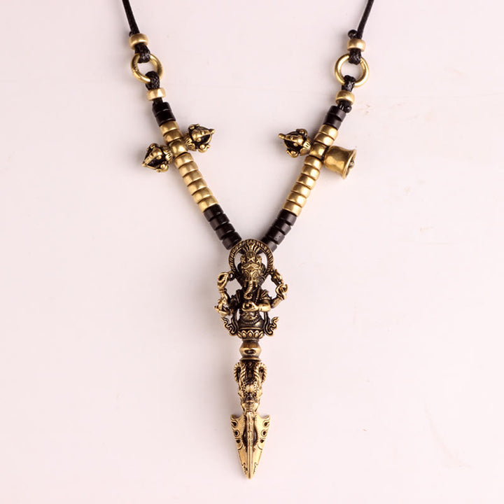 Collana con ciondolo del potere spirituale del Dio elefante della ricchezza Dorje Vajra, Ganesh tibetano Ganpati - image 13
