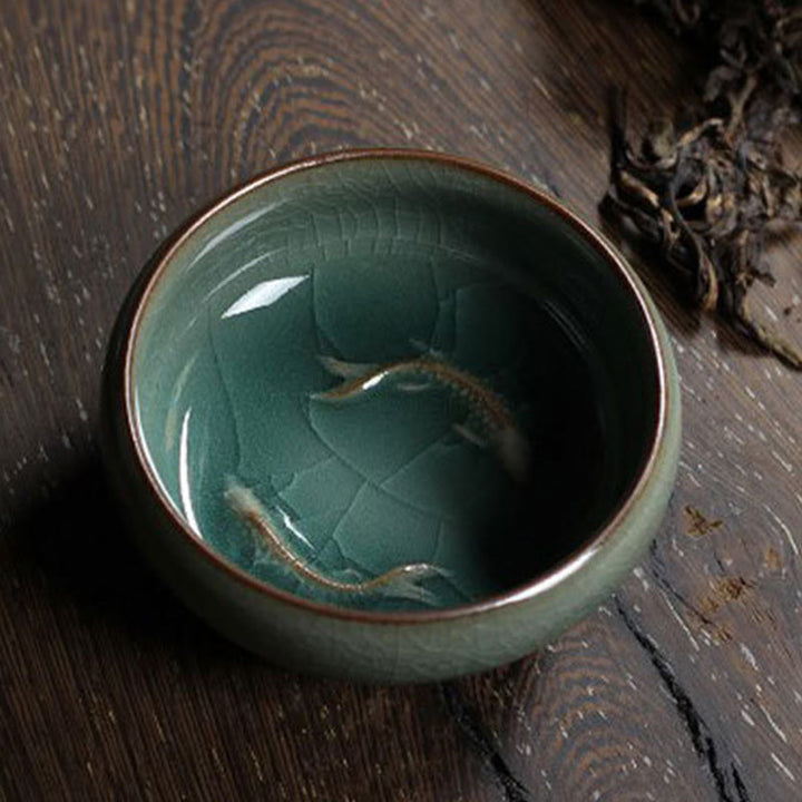 Buddha Stones Koi Fish colorato Tazza da tè in ceramica Kung Fu Tazza da tè Ciotola