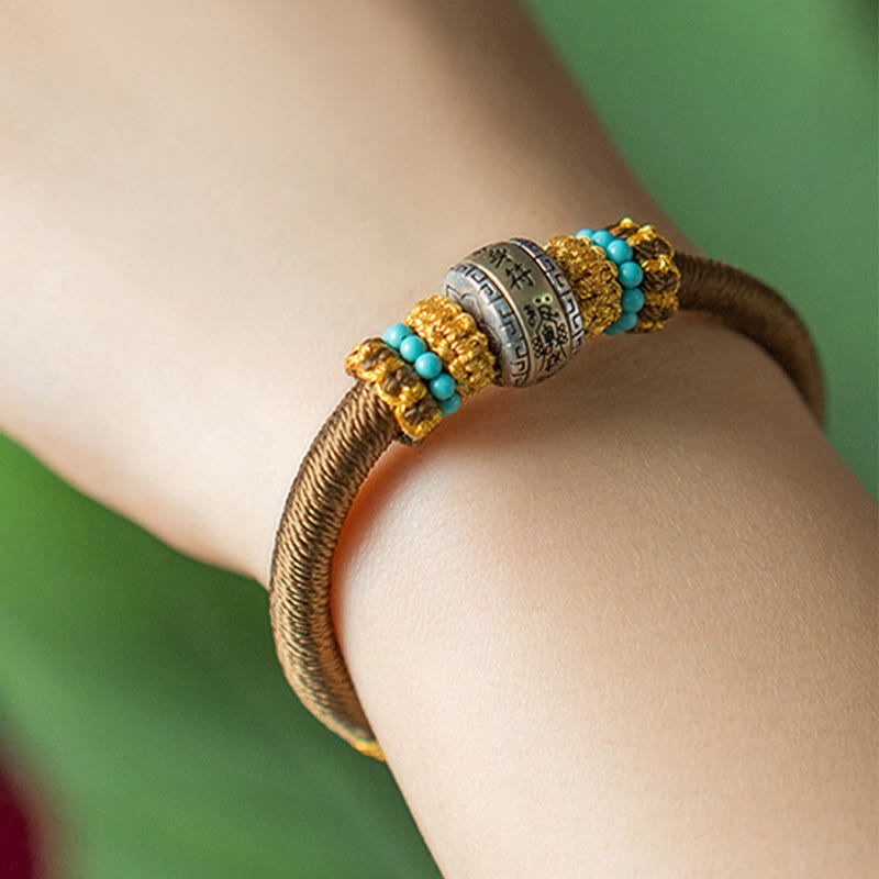Bracciale intrecciato con amuleto Buddha Stones fatto a mano con nodo di King Kong, protezione dalla fortuna