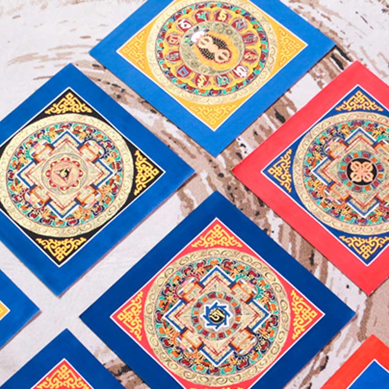 Dipinto Thangka tibetano fatto a mano, benedizione Thangka, scatola cieca, motivo a colori casuali