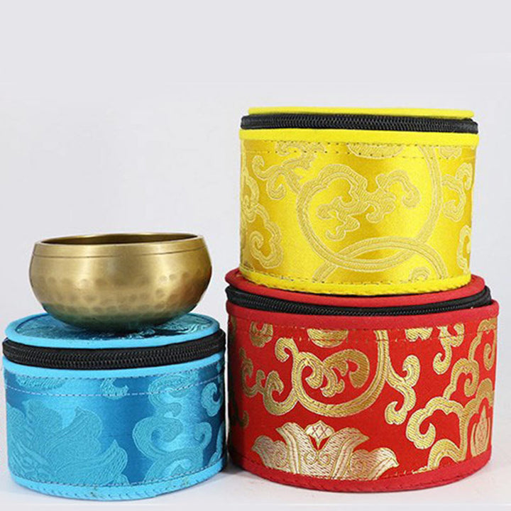 Borsa portaoggetti per ciotola tibetana Buddha Stones con chiusura a cerniera e decorazione