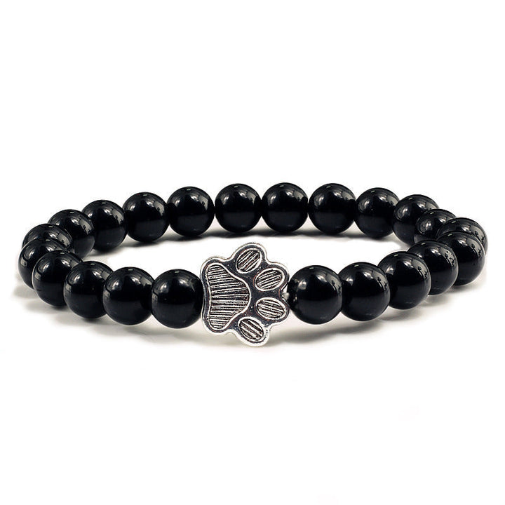 Buddha Stones Braccialetto con pietra "Salva un cane" - Perline nere brillanti - image 10