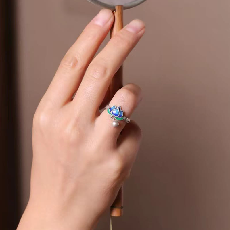 Anello dell'illuminazione con motivo a fiore di loto Buddha Stones
