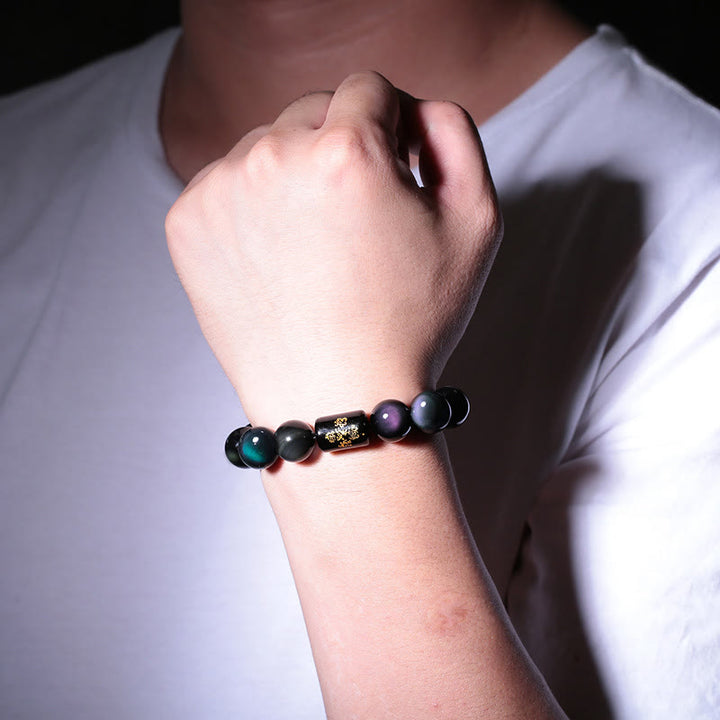 Bracciale Buddha Stones Natural Rainbow Obsidian Positive Transformation