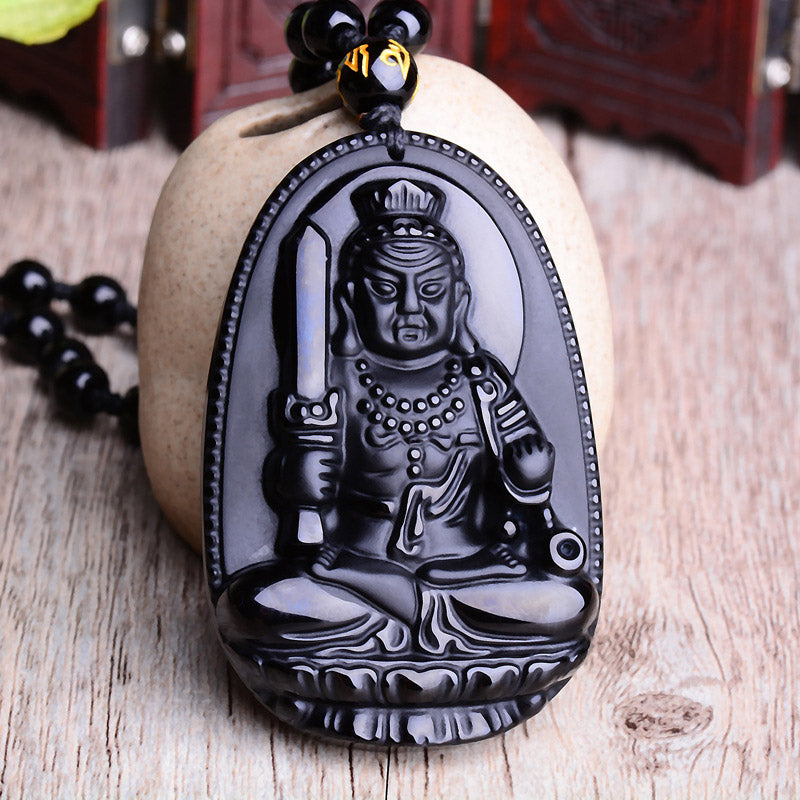 Buddha Stones Zodiaco Cinese Ossidiana Buddha Amuleto Protezione Ciondolo Collana - image 7