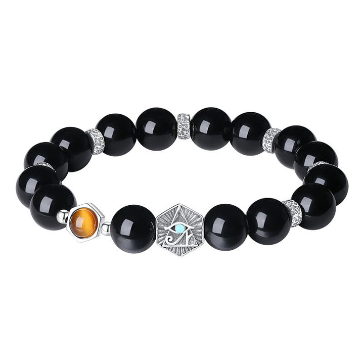Braccialetto di purificazione Occhio di Tigre Occhio della Provvidenza in Argento Sterling 925 Buddha Stones