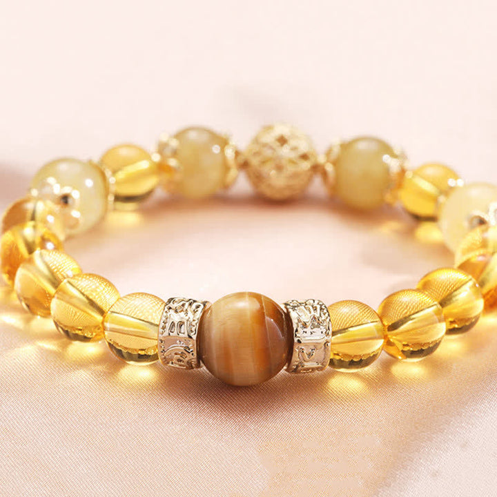 Braccialetto di perline di Buddha Stones Citrine Generosità Prosperità