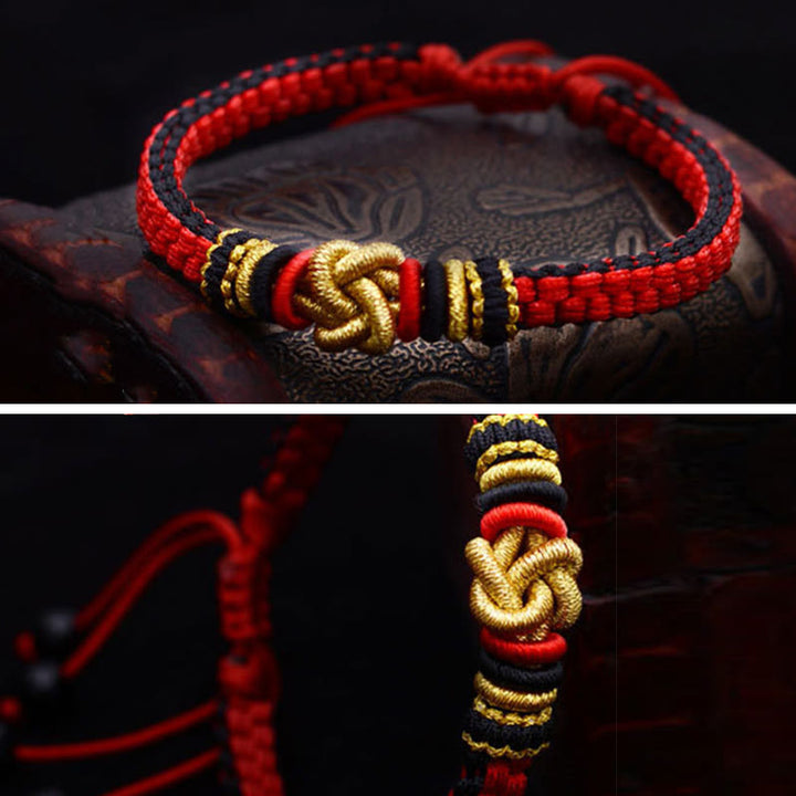Braccialetto fatto a mano con nodo d'amore vero e colorato in Buddha Stones, fortuna