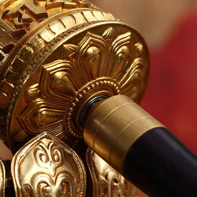 Ruota di preghiera tibetana Sei parole vere Decorazione di meditazione in rame - image 3