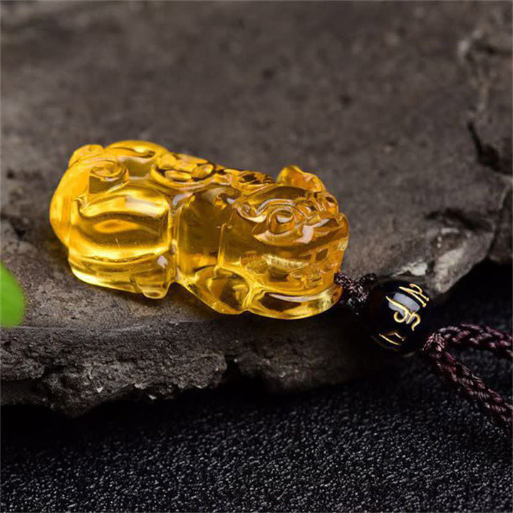 Collana con ciondolo Buddha Stones FengShui Citrine PiXiu Wealth - image 4
