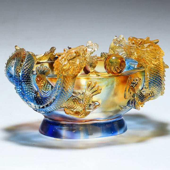 Buddha Stones Feng Shui Zodiaco cinese Drago Fatto a mano Liuli Cristallo Arte Pezzo Protezione Casa Ufficio Decorazione