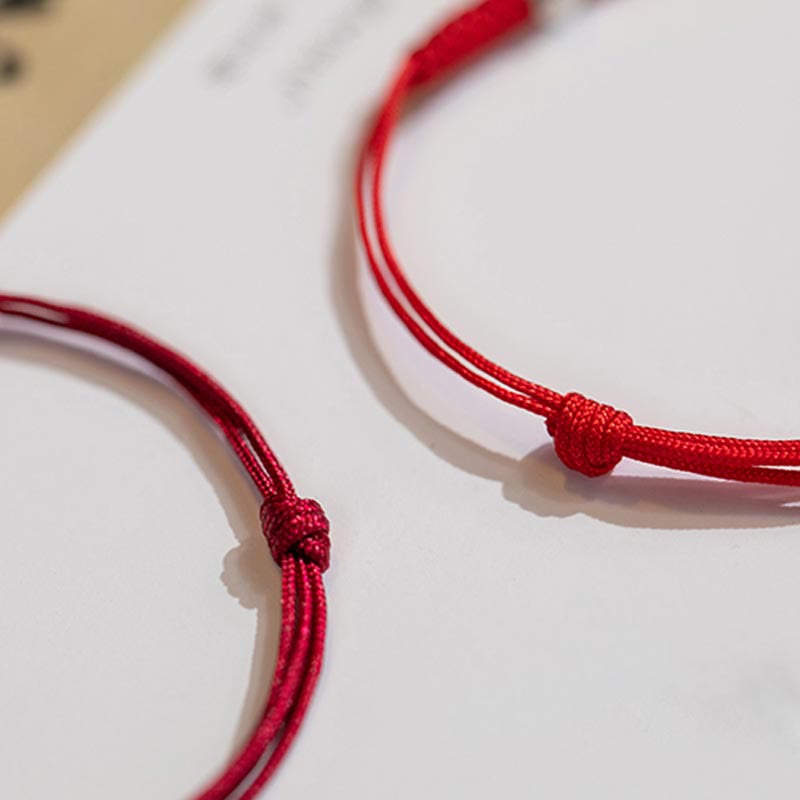 Braccialetto intrecciato sottile in argento sterling 925 Buddha Stones perline portafortuna, filo rosso. - image 5