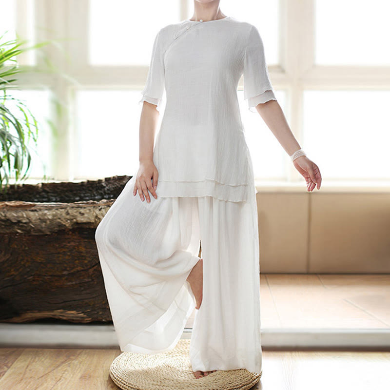 Buddha Stones Vintage Yoga Zen Preghiera Meditazione Spirituale Pratica Tinta Unita Abbigliamento Donna Set - image 1