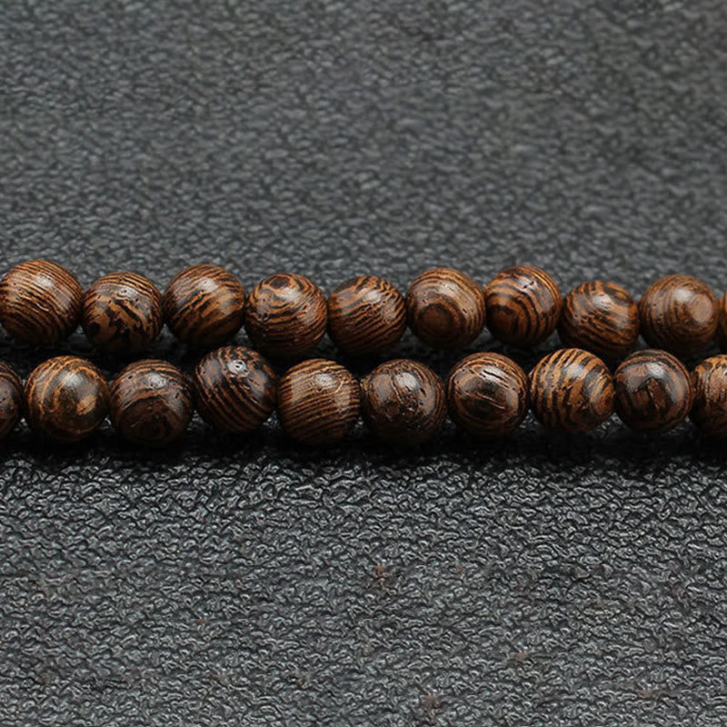 Collana con ciondolo in pietra turchese, pietra di legno di wenge, protezione e calma Buddha Stones