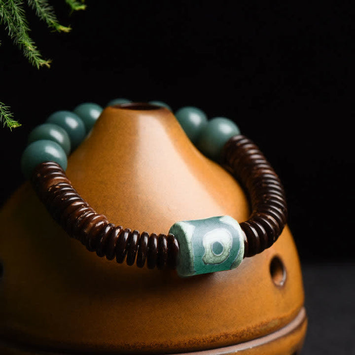 Braccialetto tibetano Bodhi Cyan Seed Dzi Bead Coconut Shell Keep Away Evil Spirits