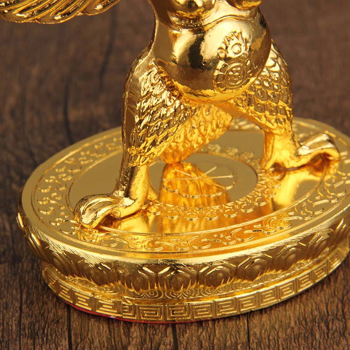 Decorazione per la casa in lega di protezione per uccelli Garuda in oro tibetano