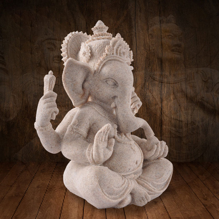 Buddha Stones Ganesh Ganpati Statua Elefante Ricchezza Benedizione Decorazione Casa - image 3