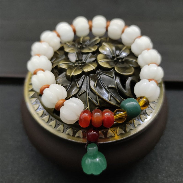 Bracciale Bodhi Harmony in agata naturale con semi di Bodhi