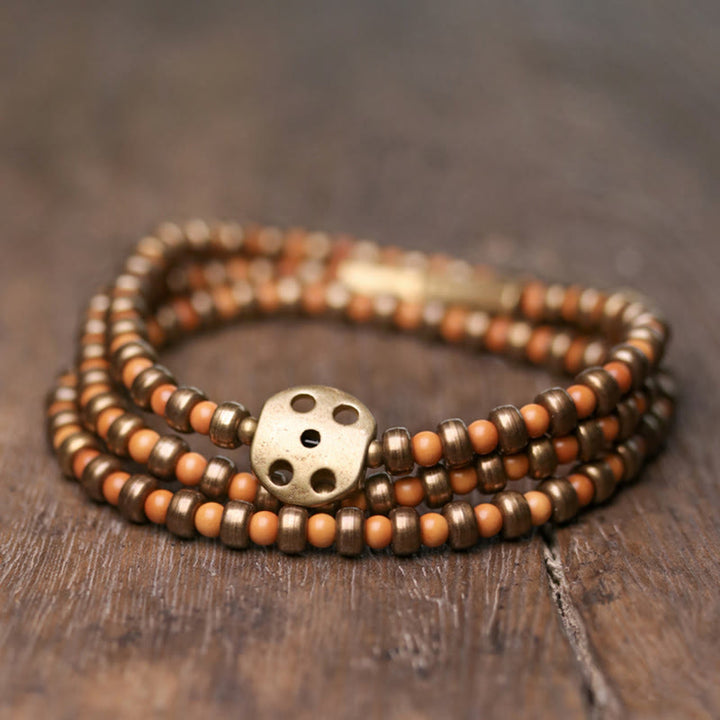 Bracciale Buddha Stones Retro Olive Pit Rame Ricchezza