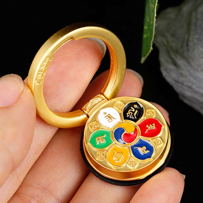 Supporto per anello per telefono con simbolo della pace tibetano Om Mani Padme Hum, decorazioni universali per telefono