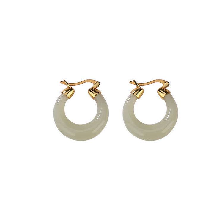 Orecchini pendenti Buddha Stones, giada rotonda, giada ciano, prosperità e fortuna - image 6