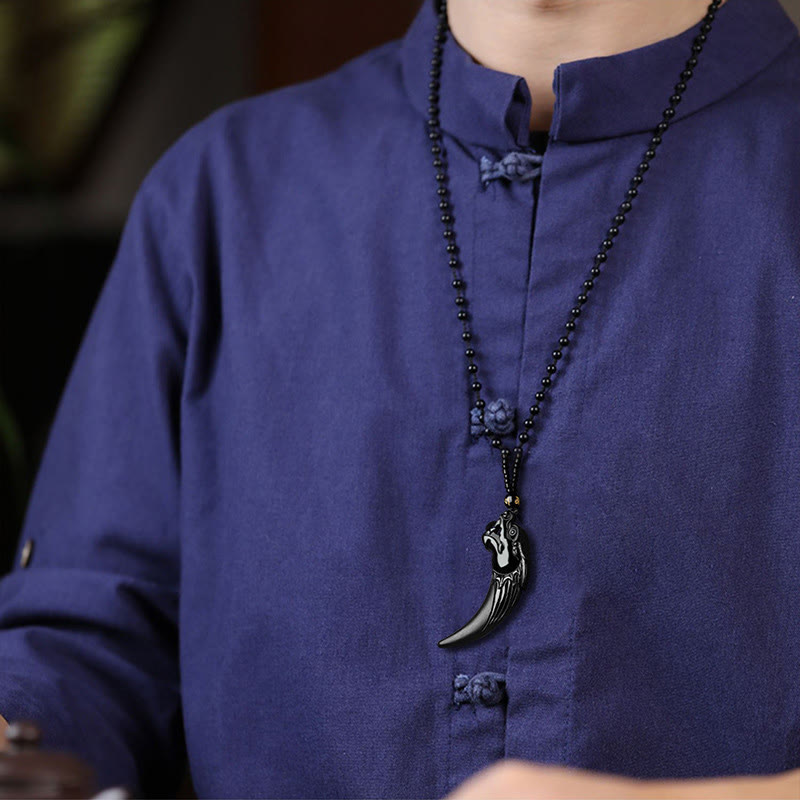 Collana con ciondolo di protezione con motivo a dente di drago dello zodiaco cinese in giada nera naturale Buddha Stones - image 6