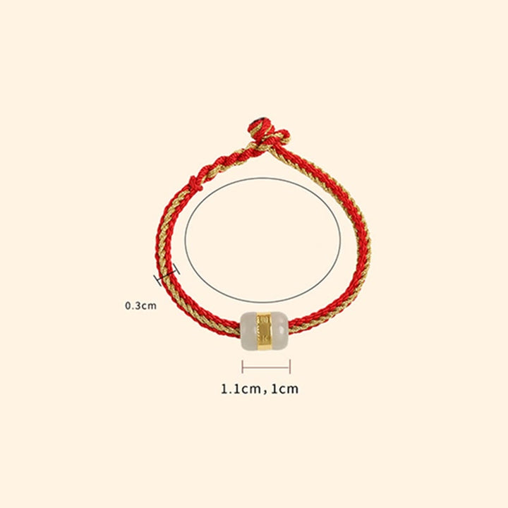 Bracciale intrecciato con carattere Om Mani Padme Hum Fu in giada bianca Hetian con Buddha Stones in oro 999