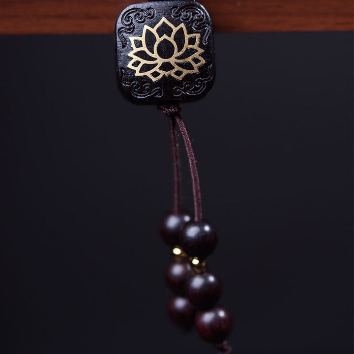 Buddha Stones 108 Mala Beads Tibetano Piccola Foglia Sandalo Rosso Braccialetto di Equilibrio di Loto - image 8