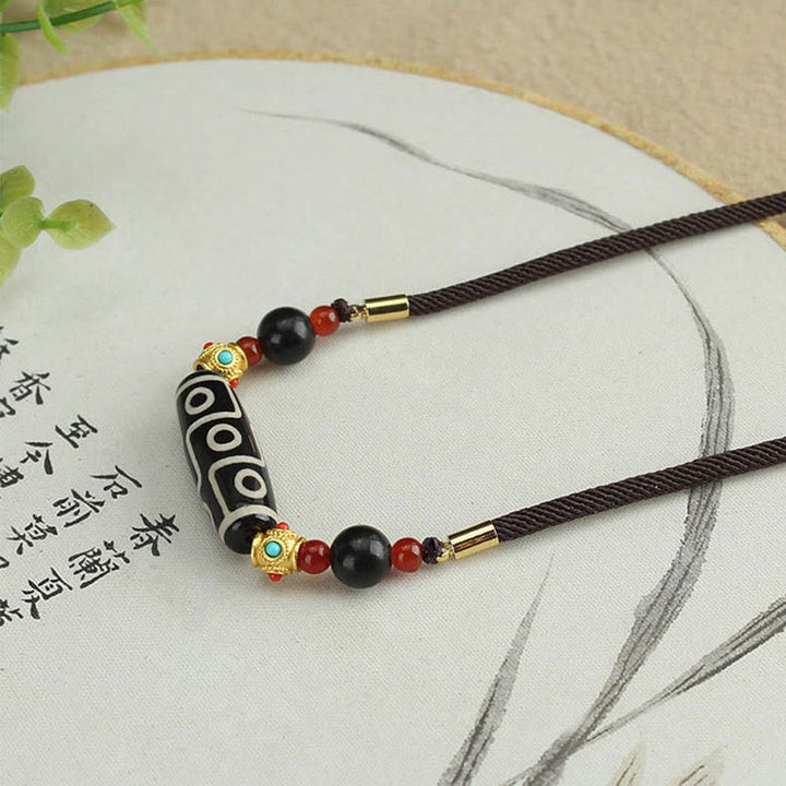 Buddha Stones Tibetano Nove Occhi Dzi Bead Protezione Benedizioni Collana Pendente
