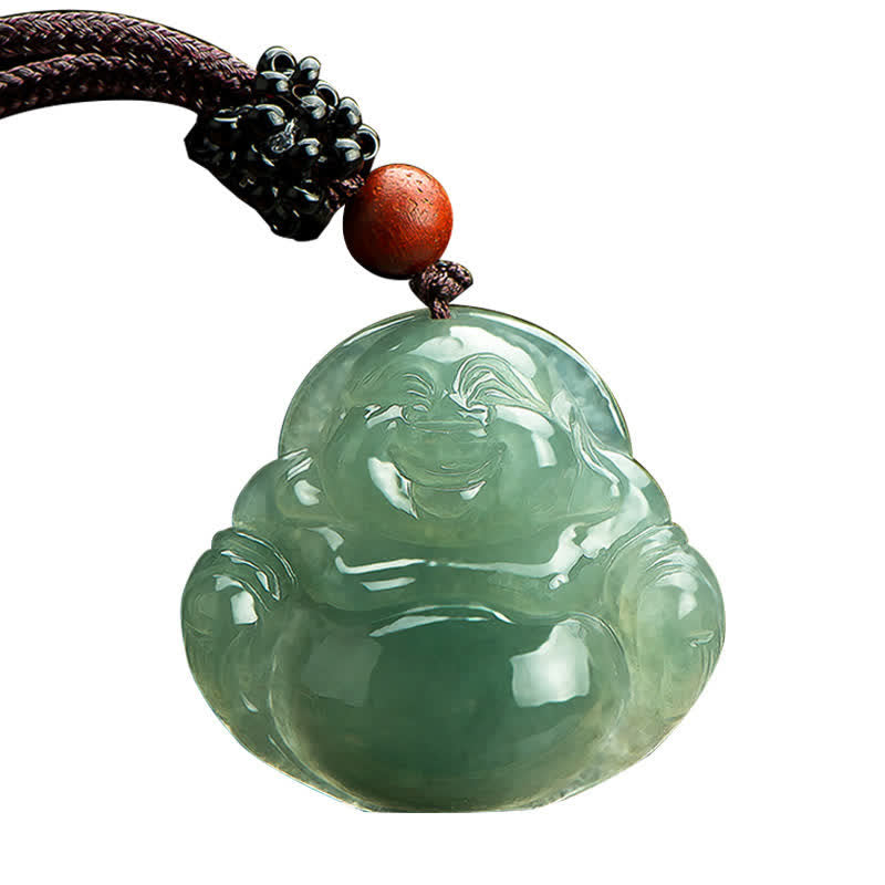 Collana con ciondolo in corda di giada con Buddha che ride e abbondanza - image 8