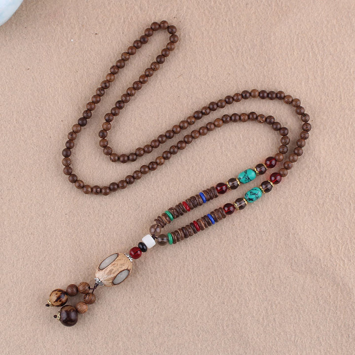 Buddha Stones Tibetano Legno Wenge Bodhi Seme Agata Elefante Collana Pendente Protezione