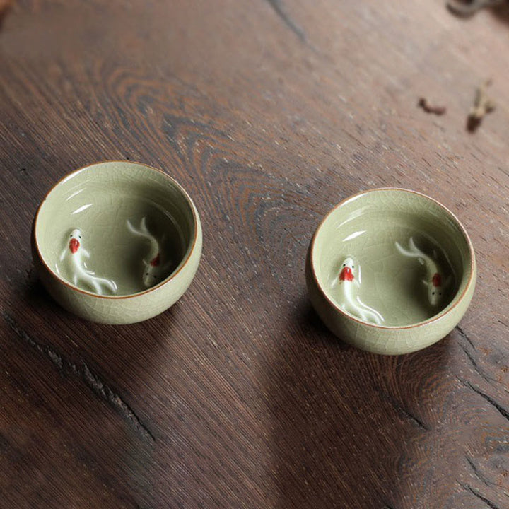 Buddha Stones Koi Fish colorato Tazza da tè in ceramica Kung Fu Tazza da tè Ciotola