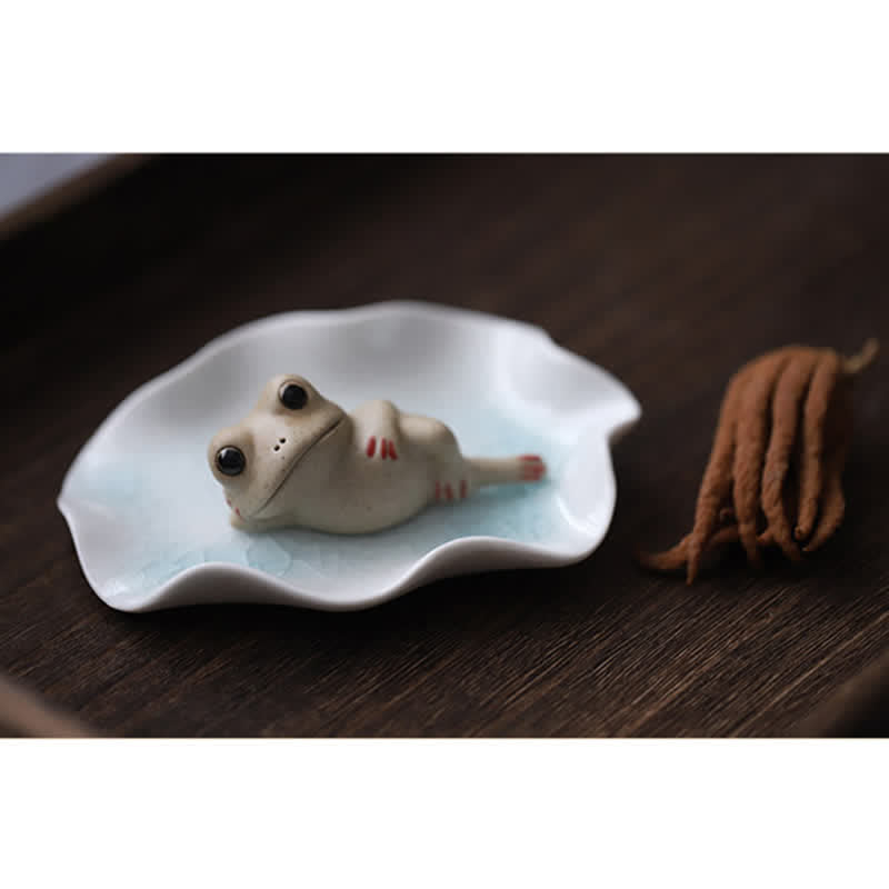 Decorazione statua piccola rana in ceramica in meditazione - image 6