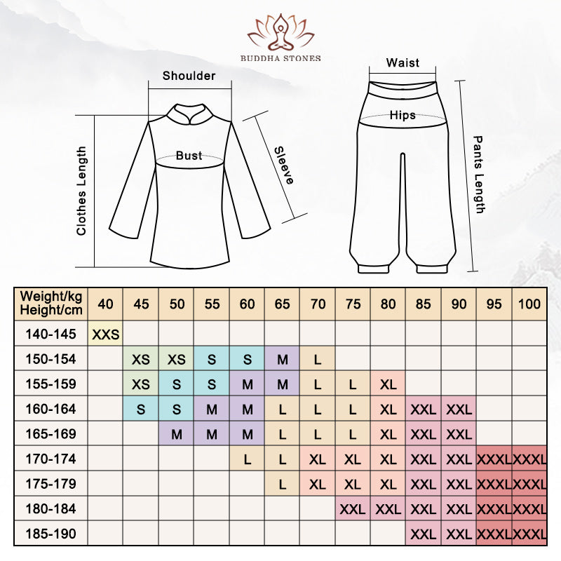 Buddha Stones Modello semplice Meditazione Preghiera Spirituale Zen Tai Chi Qigong Pratica Set di abbigliamento unisex - image 9