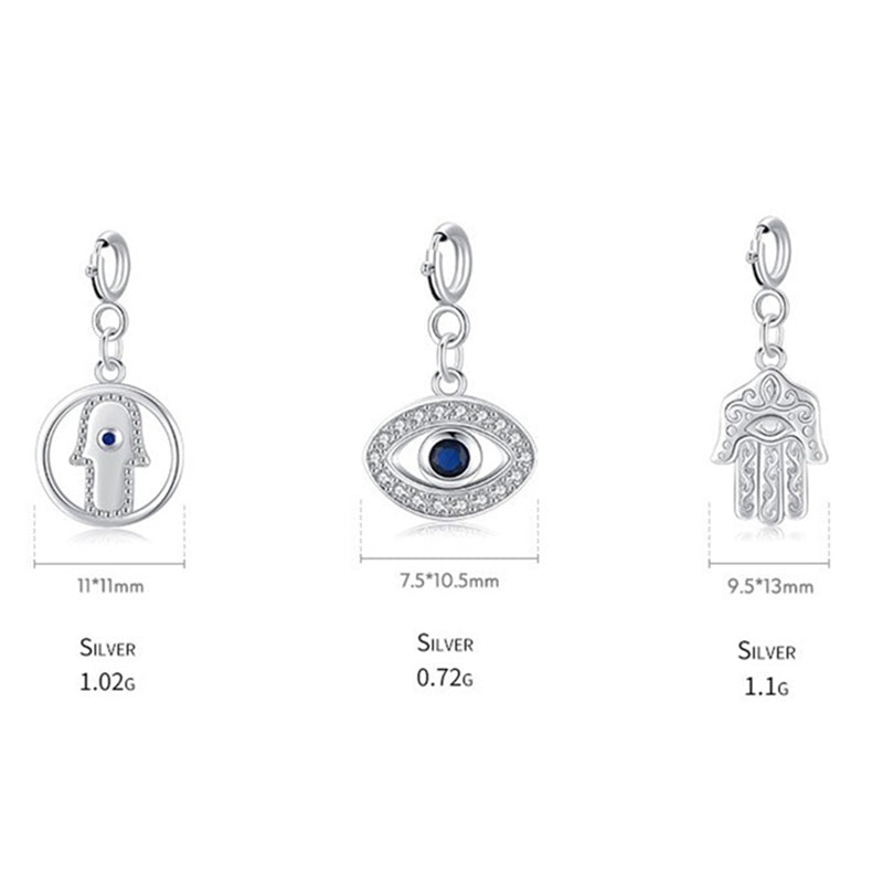 Collana con ciondolo a forma di catena con simbolo Hamsa e occhio maligno in argento sterling 925, prosperità e fortuna - image 21