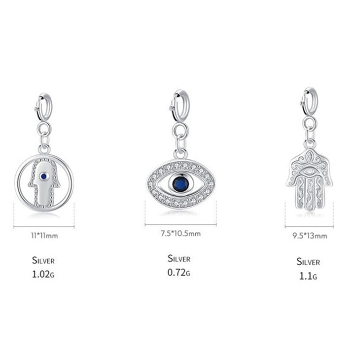 Collana con ciondolo a forma di catena con simbolo Hamsa e occhio maligno in argento sterling 925, prosperità e fortuna - image 21