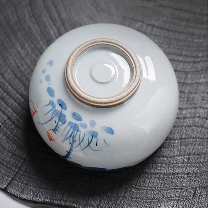 Buddha Stones Fiore di Loto Foglia di Bambù Tazza da Tè in Ceramica Tazze da Tè Kung Fu