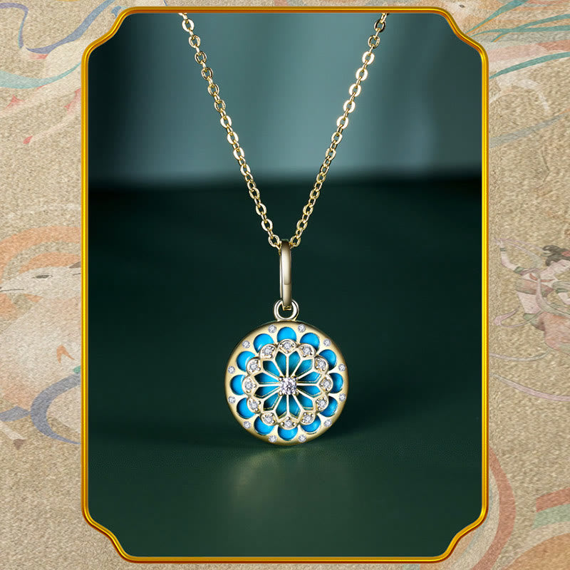 Collana con ciondolo Buddha Stones in argento sterling 925 con zircone turchese rotondo e protezione