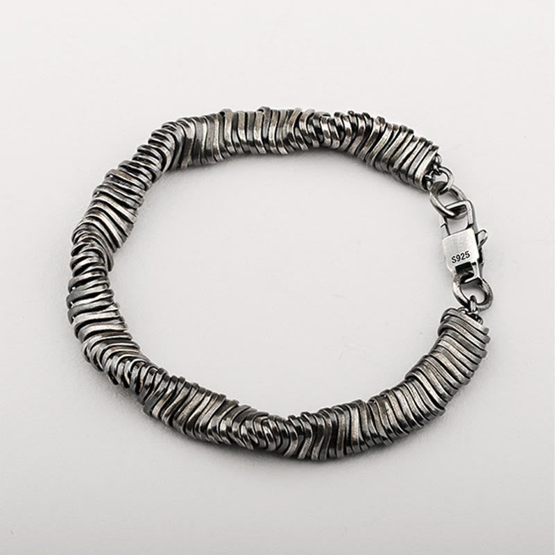 Bracciale a catena con design intrecciato vintage in argento sterling 925 Buddha Stones, per la guarigione della ricchezza