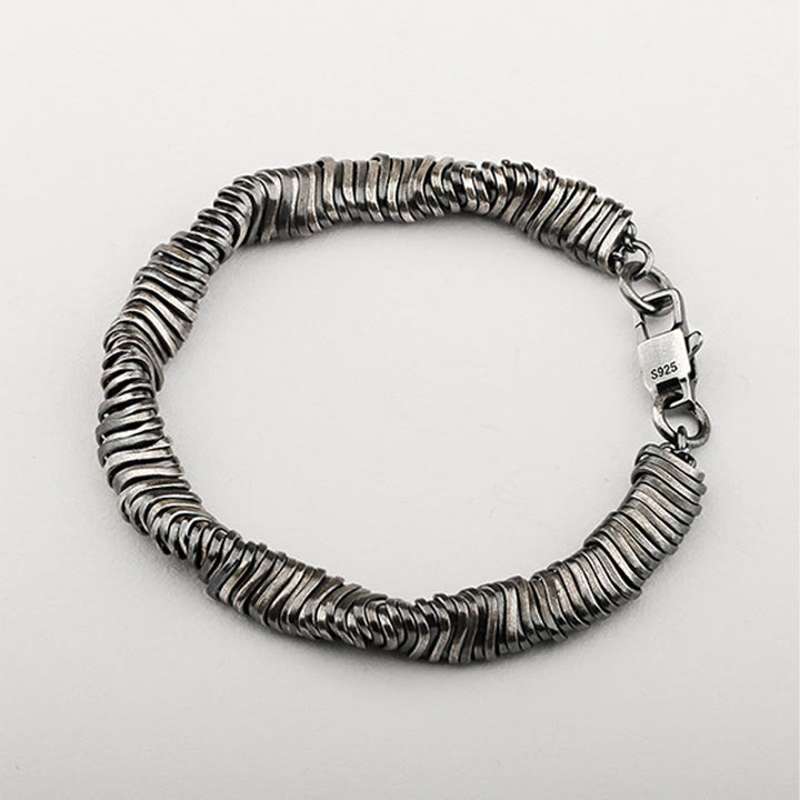Bracciale a catena con design intrecciato vintage in argento sterling 925 Buddha Stones, per la guarigione della ricchezza