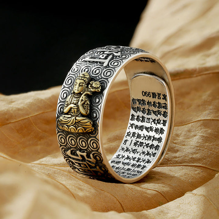 Buddha Stones Zodiaco cinese Buddha natale Ricchezza Fortuna Anello regolabile