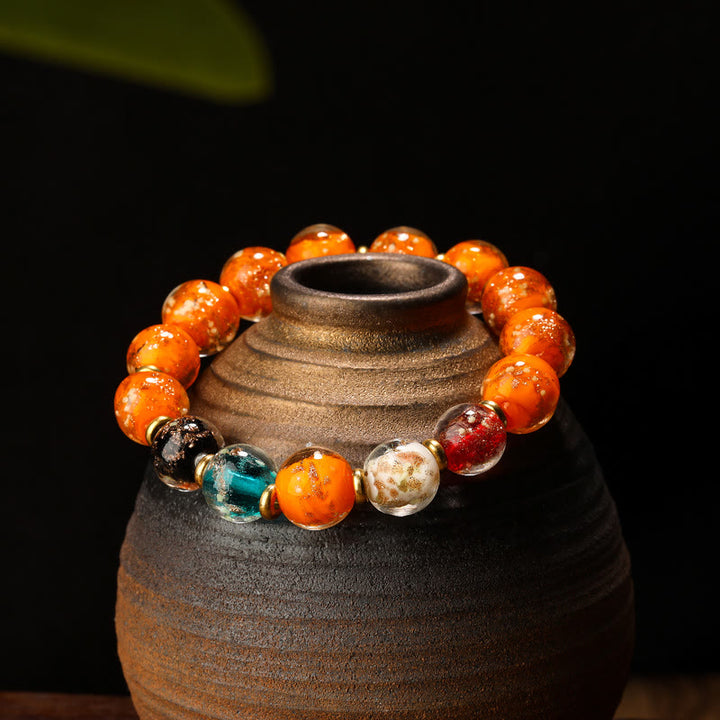 Braccialetto fluorescente con perline di vetro luminoso Liuli Buddha Stones