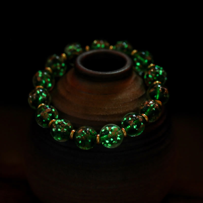 Braccialetto di successo con perline di vetro fluorescente luminoso Liuli, ciondolo famiglia bestia che deglutisce Buddha Stones