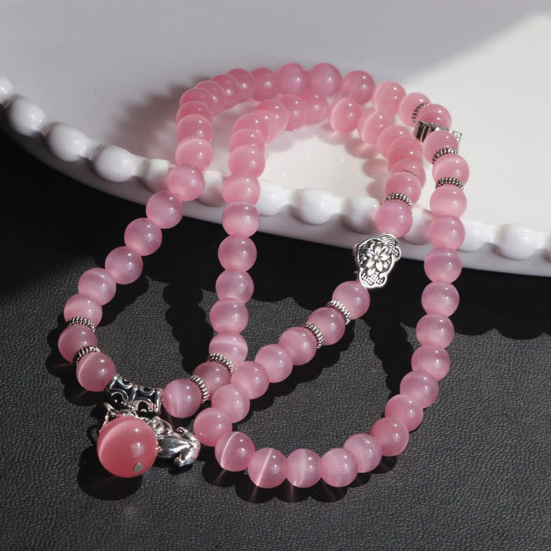 Braccialetto triplo avvolgente con supporto PiXiu Cat Eye Buddha Stones