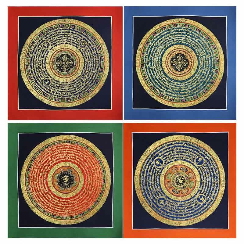 Dipinto Thangka tibetano fatto a mano, benedizione spirituale, scatola cieca, motivo a colori casuali